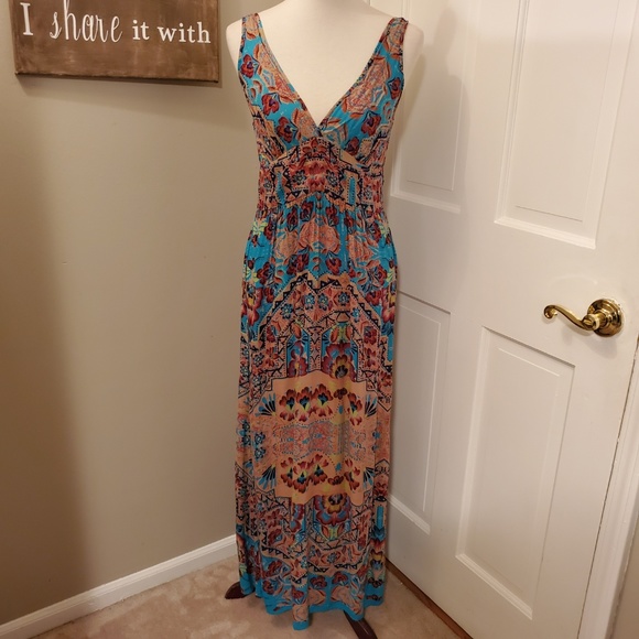 Angie Dresses & Skirts - Colorful Angie V Neck Maxi Tank Dress Small